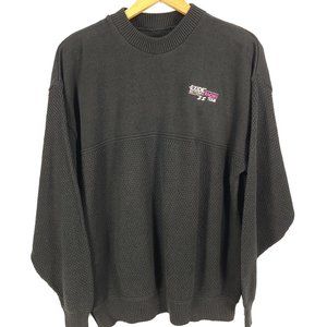 Vtg Exide Batteries Racing Team Sweater Men's Large Black Lee Sport Distressed